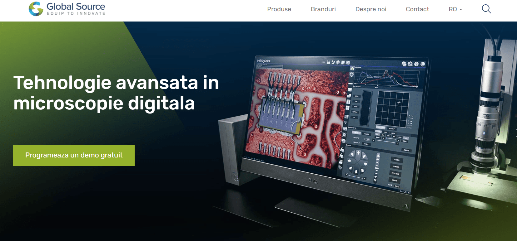 Global Source website - microscopy category hero and industrial equipment positioning
